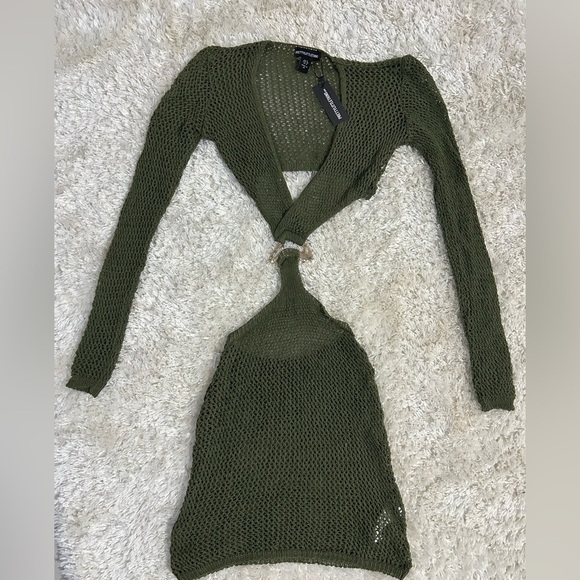 PrettyLittleThing Other - PLT crochet gold trim cut out beach dress